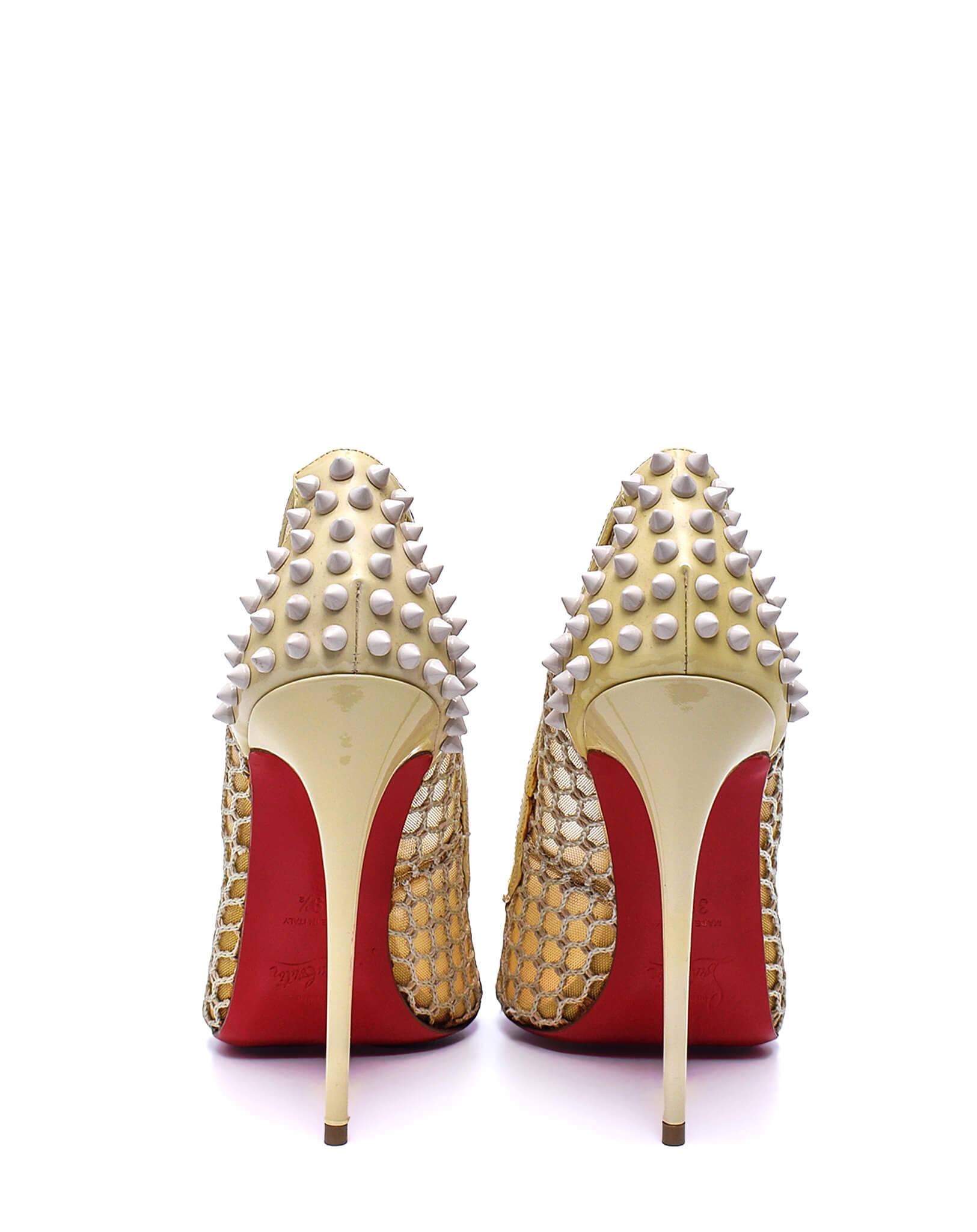 Christian Louboutin- Cream Mesh&Spike Embellished Pumps / 39,5